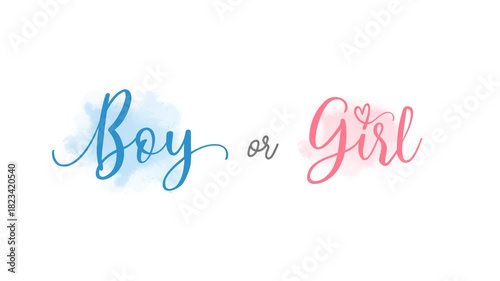 Gender reveal party boy or girl pink blue smoke cloud celebration baby shower announcement surprise gender. Alpha channel 4k video