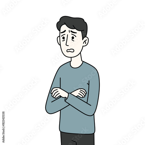 illustration of anxious man vector style