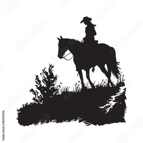 cowboy riding horse silhouette
