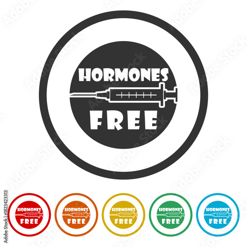 Hormones free icon sign. Set icons in color circle buttons