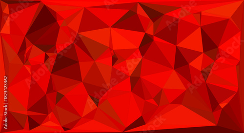 Vibrant red low poly background creating a modern geometric triangular pattern