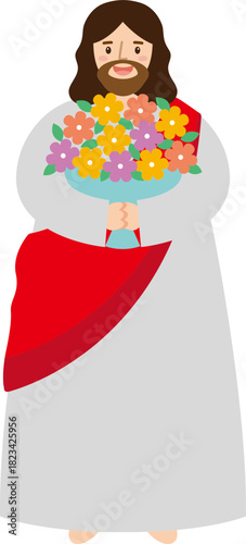 꽃을 들고 있는 예수님