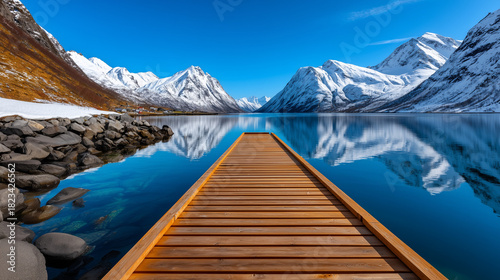 Serene Norwegian Fjord with...