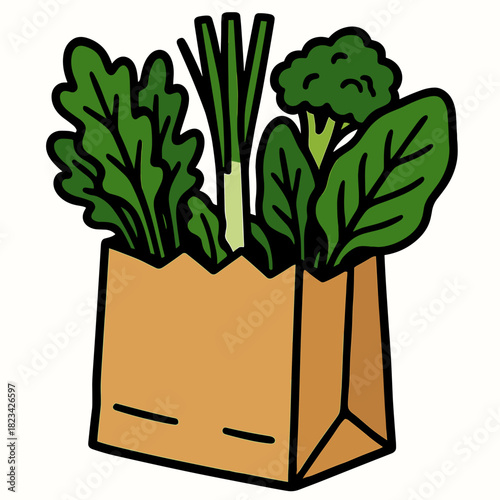 Grocery bag with greens only
