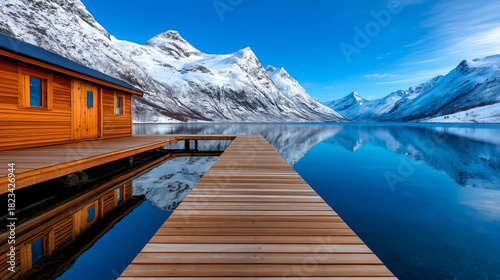 Serene Norwegian Fjord with...