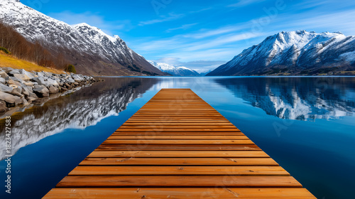 Serene Norwegian Fjord with...