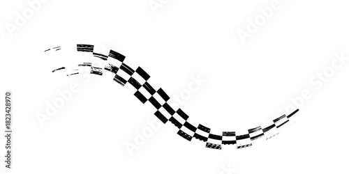 Rectangle frame with checkered print on borders. Rectangular vignette with checkerboard, race flag or chess game pattern isolated on white background. Vector graphic illistration.