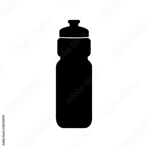 A sleek black water bottle illustration designed for sport and fitness activities