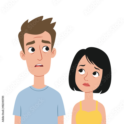 vector illustration of confused man and woman