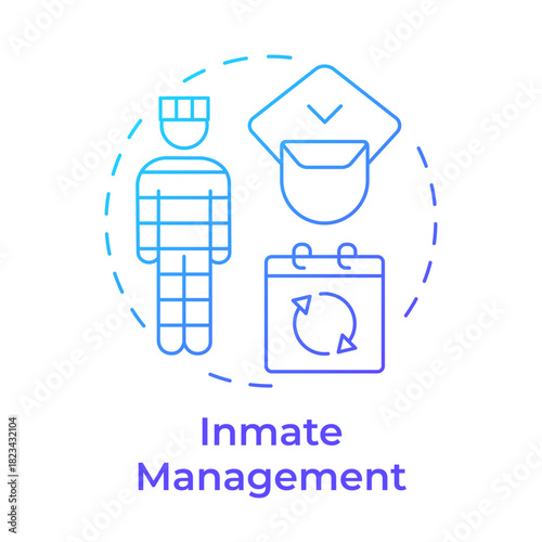 Inmate management blue gradient concept icon. Supporting convicted individuals. Correctional facilities system. Round shape line illustration. Abstract idea. Graphic design. Easy to use in booklet