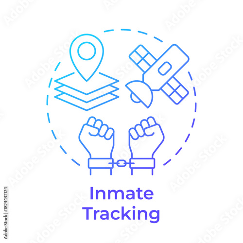 Inmate tracking blue gradient concept icon. Technologies to monitor location. Correctional management system. Round shape line illustration. Abstract idea. Graphic design. Easy to use in booklet