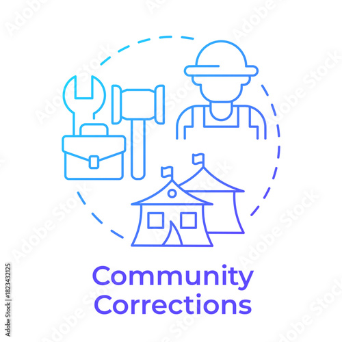 Community corrections blue gradient concept icon. Live in society under supervision. Correctional institution. Round shape line illustration. Abstract idea. Graphic design. Easy to use in booklet