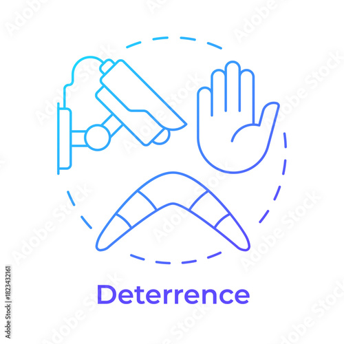Deterrence blue gradient concept icon. Instilling fear of punishment. Crime prevention. Corrections management. Round shape line illustration. Abstract idea. Graphic design. Easy to use in booklet