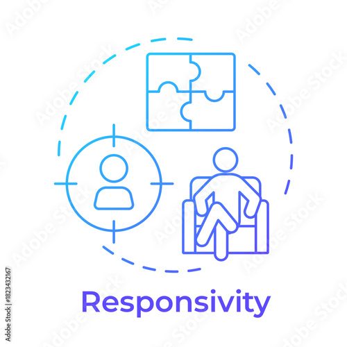 Responsivity blue gradient concept icon. Personal offenders interventions. RNR model. Correctional management. Round shape line illustration. Abstract idea. Graphic design. Easy to use in booklet