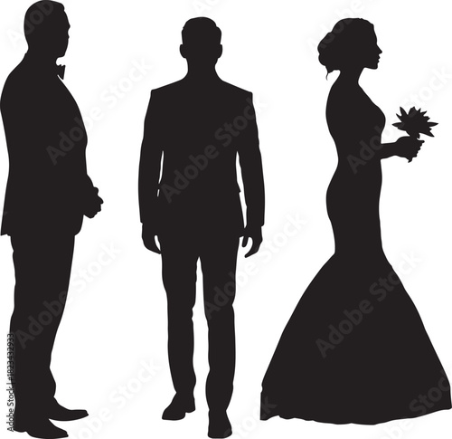 silhouette of bride and groom
