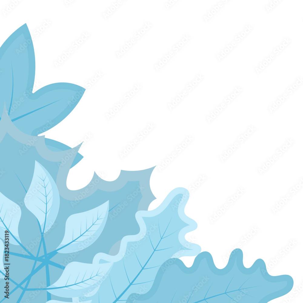 Fototapeta premium Snow With Frozen Leaves Corner