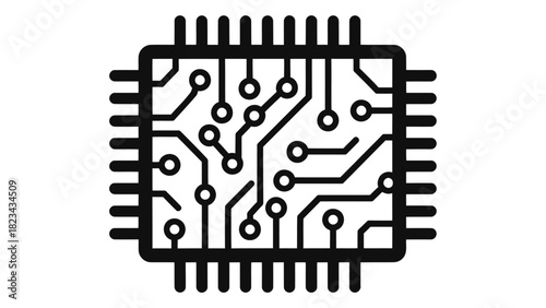 Abstract circuit board pattern icon representing advanced electronics, digital innovation, and semiconductor technology