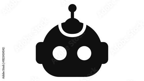 Artificial intelligence robot head icon representing modern technology, smart automation, future innovations, and digita
