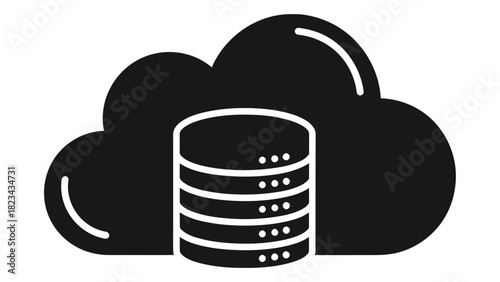 Cloud data storage icon representing online computing services, network infrastructure, and secure digital information h