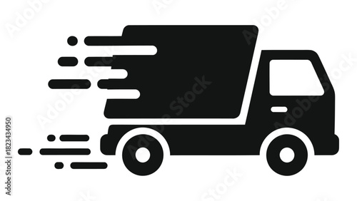 Fast delivery truck icon with motion blur representing express shipping service and quick logistics solutions worldwide