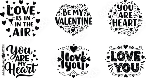Love and Valentine Day Romantic Heart Typography Vector Design for Greeting Cards and Decorations 