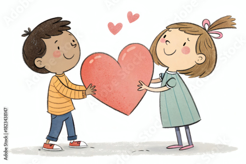 boy and girl with heart