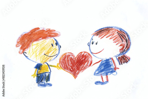 boy and girl with heart