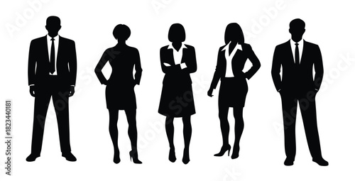 group of business executives standing silhouette 