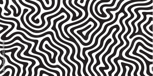  abstract black and white pattern with seamless wavy lines