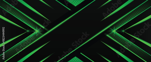 Abstract dark green Futuristic Gaming Background with hexagon pattern,dark green geometric background  for banner or Offline stream,gaming background template