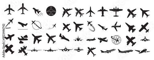  aircraft icon vector set airplane illustration sign