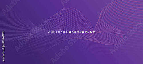 Abstract glowing wave lines on dark purple background. Dynamic wave pattern. Modern flowing wavy lines. Futuristic technology concept. Suit for banner, poster, cover, brochure, flyer, website