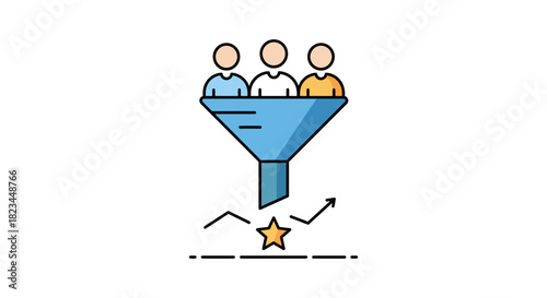Sales funnel with leads converting into success illustrating customer journey optimization and growth for marketing strategies and business development