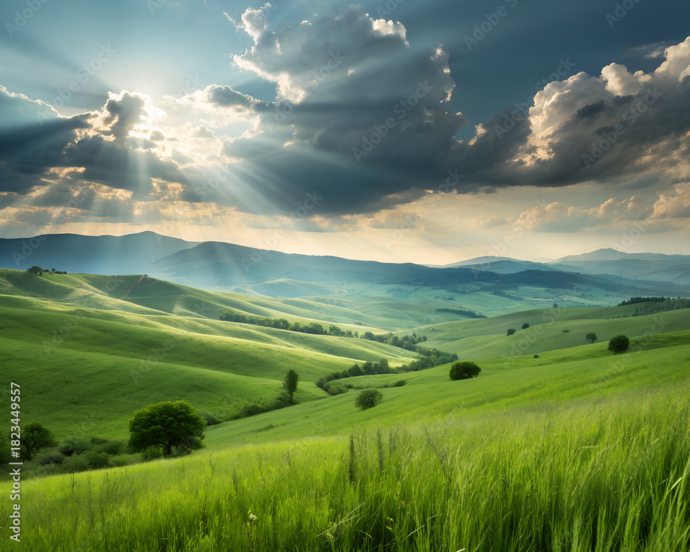 Obraz premium : Whispering Clouds Over Emerald Valley