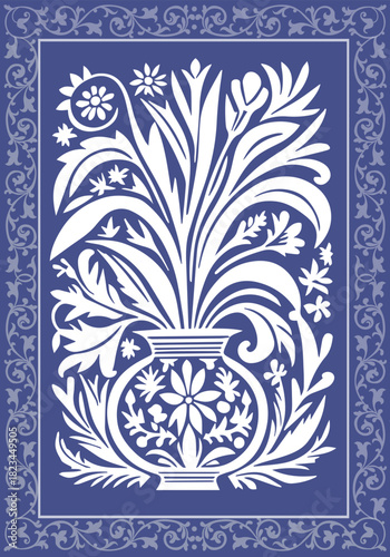 Vintage mughal frame design, seamless pattern with flowers, seamless floral pattern with flowers