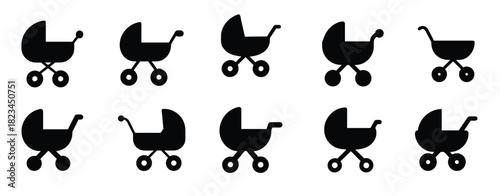 Baby carriage silhouette illustration
