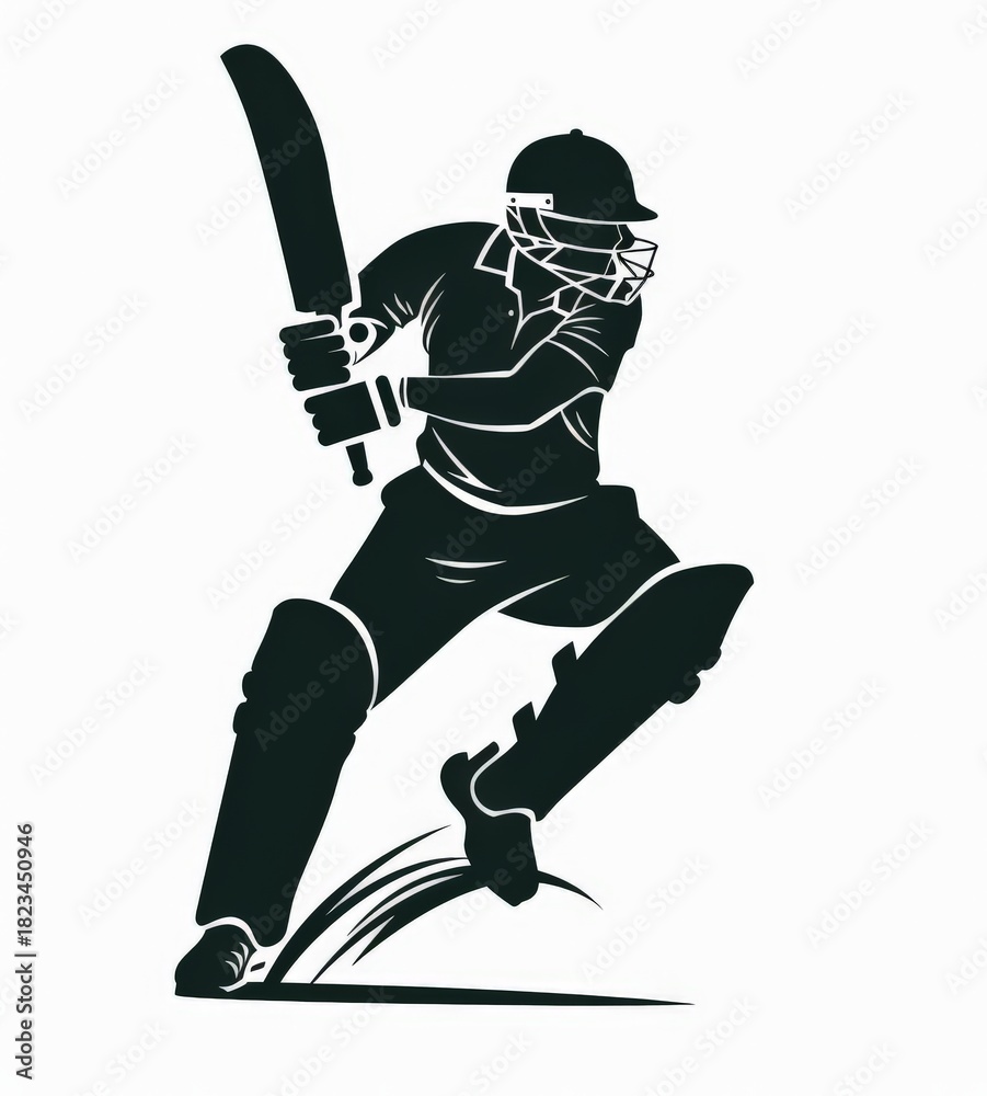Obraz premium cricket player logo - minimalist design template