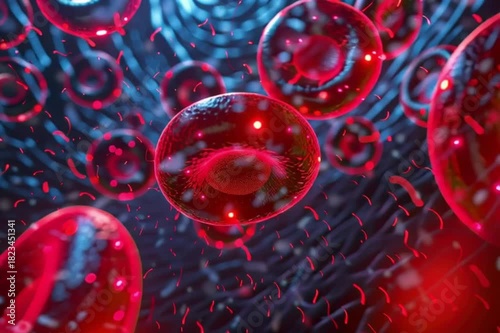 Red blood cells flow smoothly inside human bloodstream under microscope view