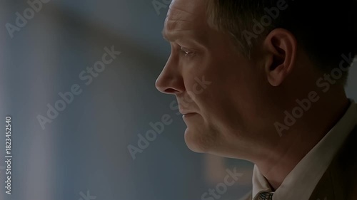 Mature man's face, tears visible, conveying deep sadness and regret
