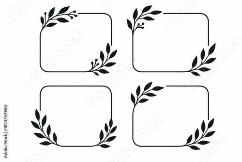 An elegant botanical frame with red green and blue color accents