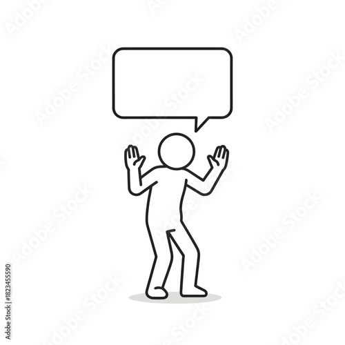 Stickman character posing suspiciously with hand on hip. Minimal line art.