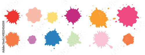 watercolor splashes in abstract shapes set flat illustration