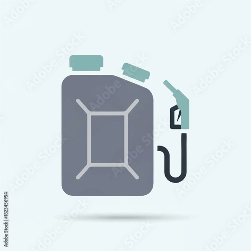 A jerrycan with a gas nozzle and hose