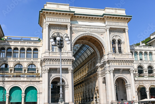 Fototapeta Naklejka Na Ścianę i Meble -  Views of central part of Milan, Brera district, shopping area, church Duomo, architectural details, streets, walking in Milan, Lombardy, Italy