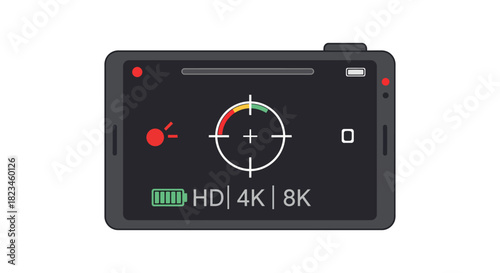 camera display screen showing focus battery level  settings for filmmaking and photography offering clarity for cinematic creativity