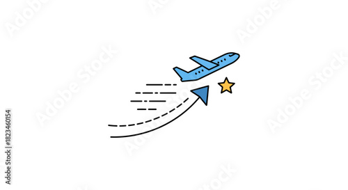 flight to success airplane takes off towards a star symbolizing ambition and achievement for travel industry marketing and inspirational content.