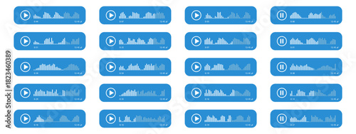 Waveform audio pattern for podcast. Voice message waves for music player, mobile streaming.