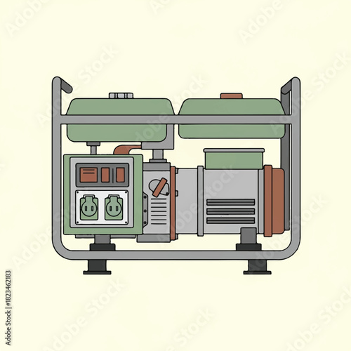 Generator with control panel outlets and fuel tanks