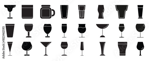 wineglass icon vector set alcohol drink illustration sign