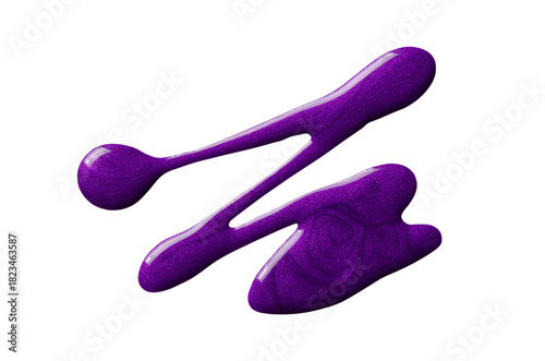 A sample of purple pearl nail polish with a shimmer. Isolated on a white background.